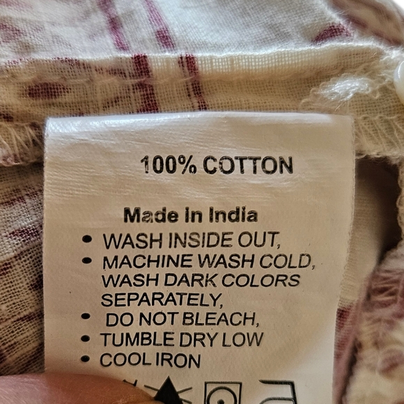 Akkriti 100% Cotton Boho Block Print Midi Dress S Cottagecore Tiered India - Picture 3 of 5